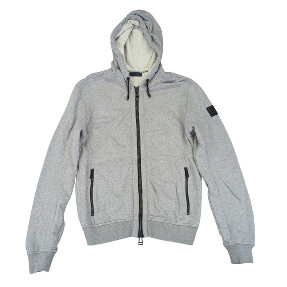 Belstaff Mens Full Zip Hoodie Gray Cotton Blend Jacket Size Small Motorcycle - Picture 1 of 10